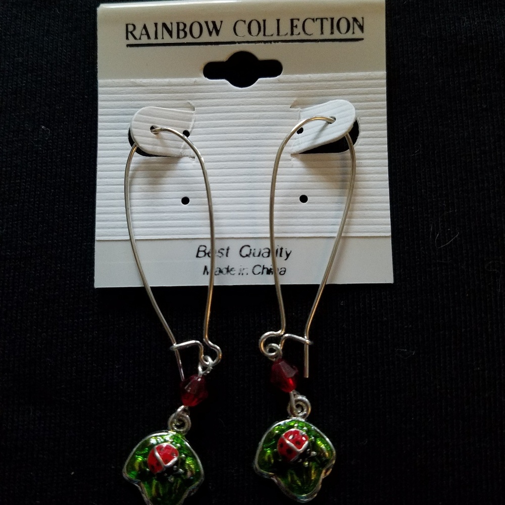 Ladybug dangle earrings
